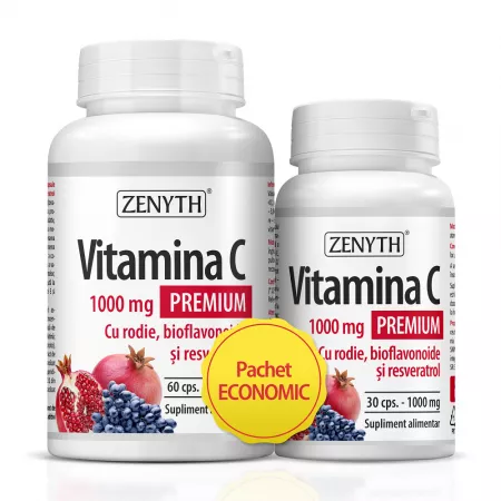 Vitamina C Premium cu rodie, bioflavonoide si resveratrol, 1000 mg, 60+30 capsule [1]