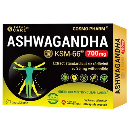 SUPLIMENTE ALIMENTARE - Ashwaganda KSM-66, 700 mg, 30 capsule, Cosmopharm