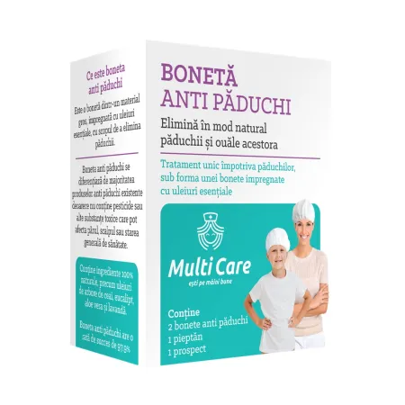 Articole Sanatate & Wellness - Boneta antipaduchi + pieptan Multi Care, 2 bonete + 1 pieptan, Self Care
