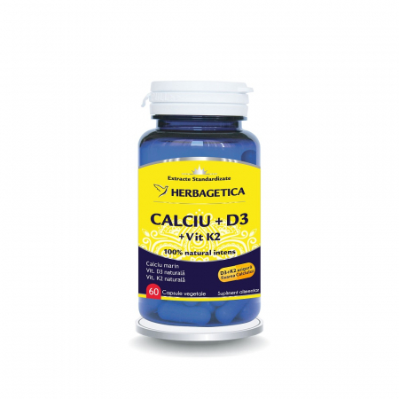Vitamine si Minerale - Calciu + D3 + Vitamina K2, 60 capsule