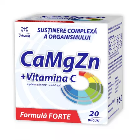 SUPLIMENTE ALIMENTARE - CaMgZn + Vitamina C, 20 plicuri, Zdrovit