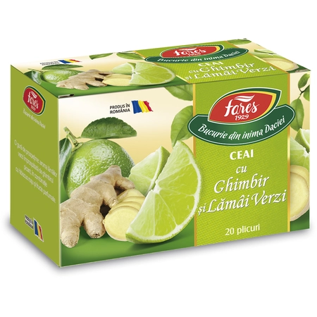 CEAIURI - Ceai cu ghimbir si lamai verzi, 20 plicuri, Fares