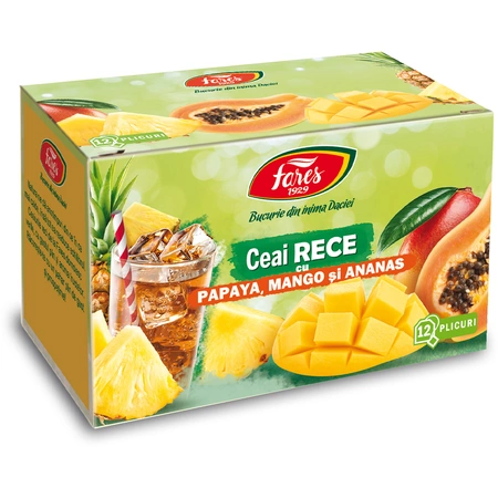 CEAIURI - Ceai rece cu papaya mango si ananas, 12 plicuri