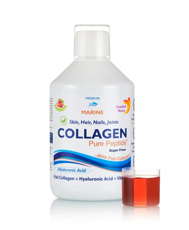 ARTICULATII OASE MUSCHI - Colagen Marin Hidrolizat 10000mg + Acid Hialuronic 50mg + Biotină 5000mcg + Seleniu + Siliciu + Vitamina C, B5, B6, B12, D3 – sticlă cu 500 ml