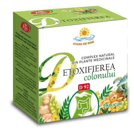 AFECTIUNI DIGESTIVE - Complex natural din plante medicinale Detoxifierea colonului, D92, 28 plicuri