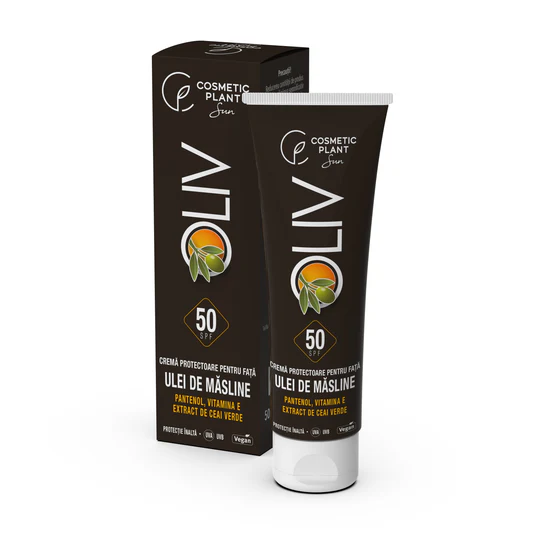COSMETICE - Cremă protectoare pentru față OLIV cu SPF50 cu ulei de măsline, ceai verde, vit. E, pantenol