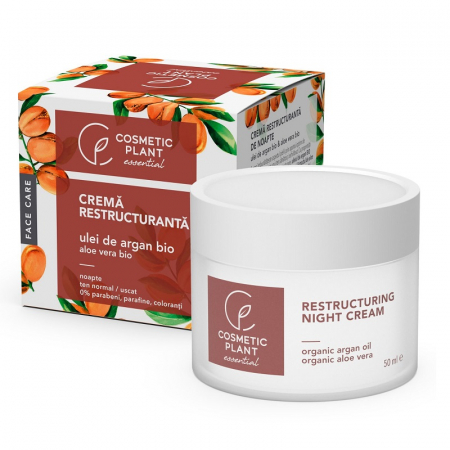 COSMETICE - Crema restructuranta de noapte cu ulei de argan bio si extract bio de aloe vera, 50 ml