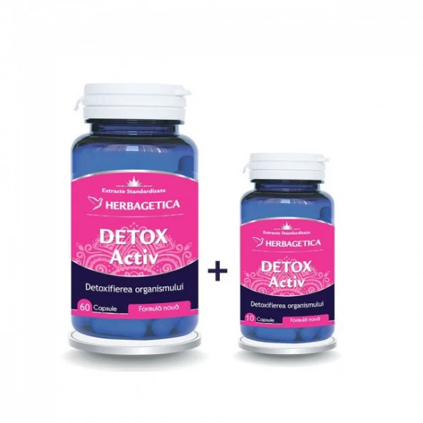 SUPLIMENTE PENTRU SLABIT - Detox Activ Pachet 60 capsule + 10 capsule