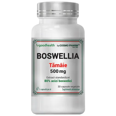 SUPLIMENTE ALIMENTARE - Extract de tamaie Boswellia Serrata, 500 mg, 30 capsule vegetale, Cosmopharm