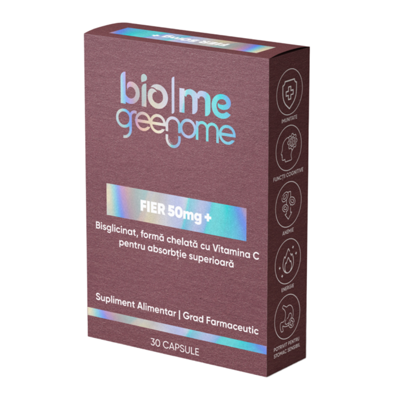 SUPLIMENTE ALIMENTARE - Fier 50mg cu Vitamina C, 30 capsule, Biome
