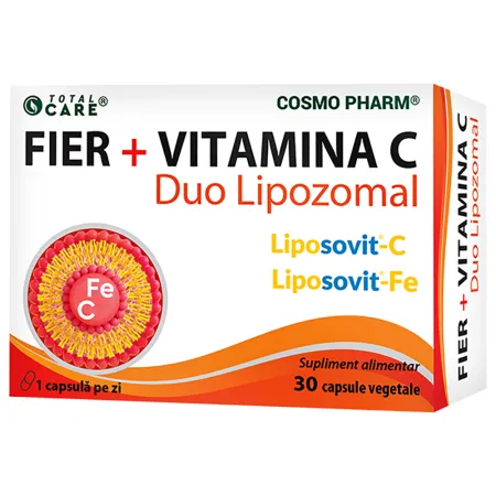 SUPLIMENTE ALIMENTARE - Fier + Vitamina C Duo Lipozomal, 30 capsule, Cosmopharm