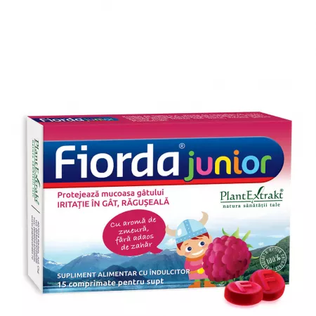 RACEALA SI GRIPA - Fiorda Junior cu aroma de zmeura, 15 comprimate