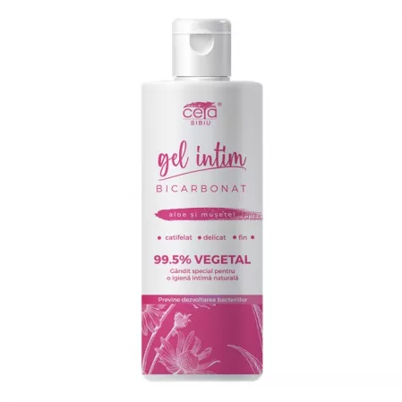 TINCTURI SI ULEIURI - Gel intim 99.5% vegetal cu bicarbonat, aloe si musetel, 200 ml, Ceta Sibiu