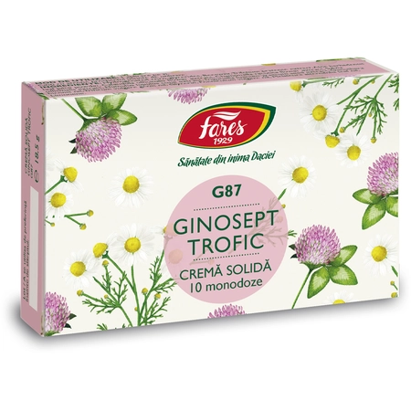 AFECTIUNI GENITALE SI HORMONALE - Ginosept Trofic crema solida, 10 monodoze, Fares