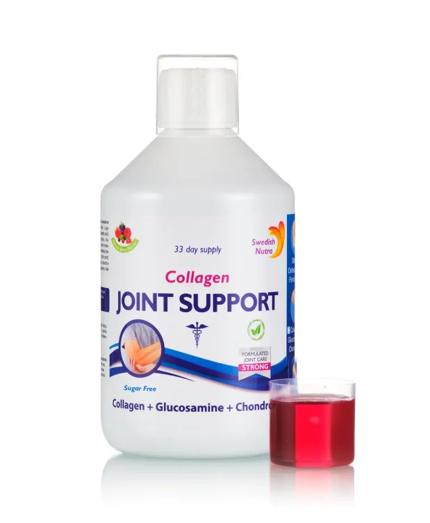 ARTICULATII OASE MUSCHI - Joint Support – Colagen Lichid Hidrolizat Tip 1,2 si 3 cu 5000mg + Glucozamina + Condroitina + MSM + Turmeric + Vitamina C, B12, D3 – sticlă cu 500 ml