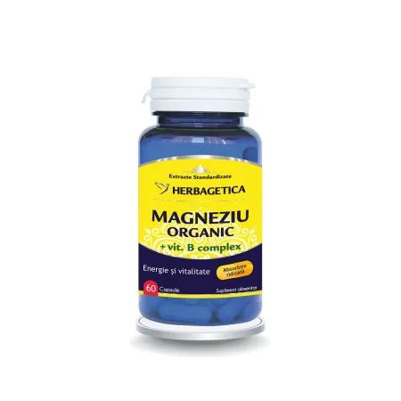 SISTEM NERVOS - Magneziu Organic cu Vitamina B complex, 60 capsule, Herbagetica