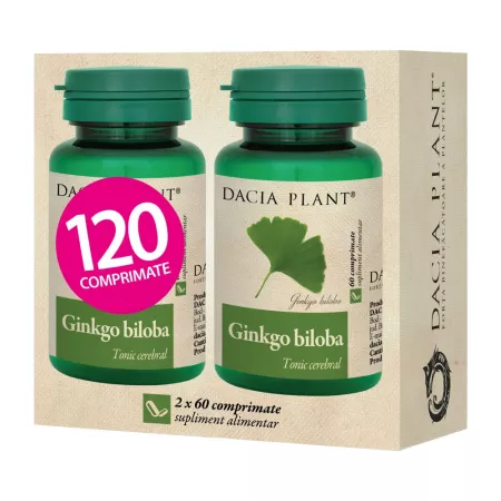 CIRCULATIE CEREBRALA SI MEMORIE - Pachet Ginkgo Biloba, 2x60 comprimate, Dacia Plant