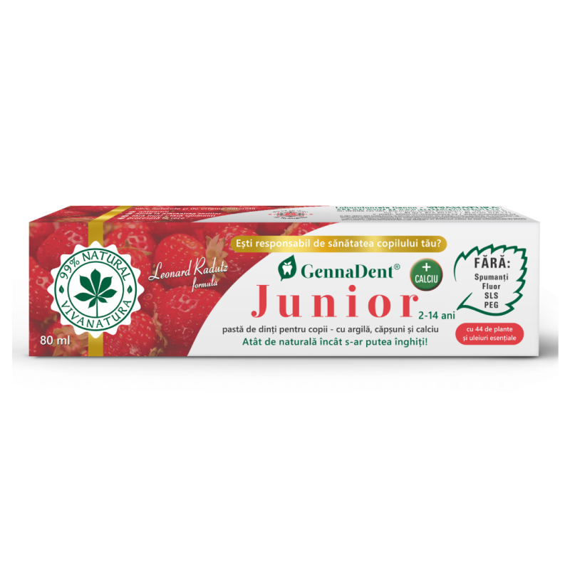 COSMETICE - Pasta de dinti pentru copii cu argila si capsuni GennaDent Junior, 80 ml