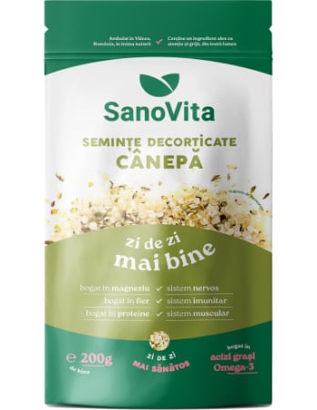 ALIMENTARE - Seminte de canepa decorticate, 200 g, Sanovita