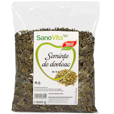 ALIMENTARE - Seminte de dovleac, 500 g, Sanovita