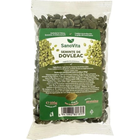 ALIMENTARE - Seminte de dovleac miez, 100 g, Sanovita