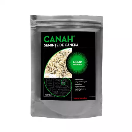 SUPLIMENTE ALIMENTARE - Seminte decorticate de canepa, 1000 g, Canah