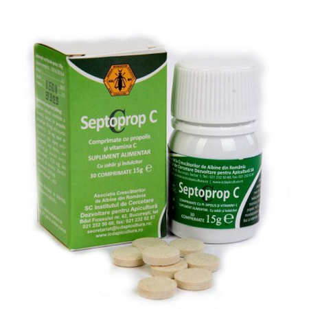 SUPLIMENTE ALIMENTARE - Septoprop cu Vitamina C Institutul Apicol, 30 comprimate