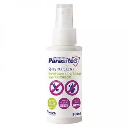 COSMETICE - Spray repelent impotriva tantarilor si a capuselor Parasites Santaderm, 100 ml