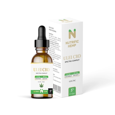 Articole Sanatate & Wellness - Ulei CBD 5% cu spectru complet, 10 ml, Nutrific
