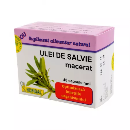 AFECTIUNI GENITALE SI HORMONALE - Ulei de Salvie macerat, 500 mg, 40 capsule, Hofigal