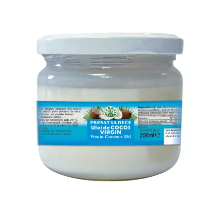 Articole Sanatate & Wellness - Ulei virgin de cocos, 250 ml, Herbavit