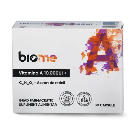 SUPLIMENTE ALIMENTARE - Vitamina A, 10.000UI+, 30 capsule, Biome