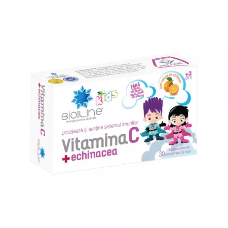 SUPLIMENTE ALIMENTARE - Vitamina C cu echinacea pentru copii, 30 comprimate, Helcor