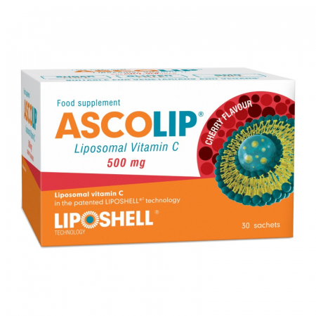 Vitamine si Minerale - Vitamina C Lipozomala cu aroma de cirese, 500 mg, 30 plicuri