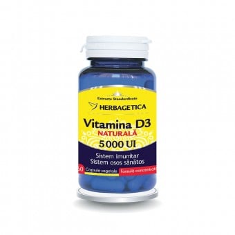 SUPLIMENTE ALIMENTARE - Vitamina D3 Naturala 5000 Ui Herbagetica 60 Capsule