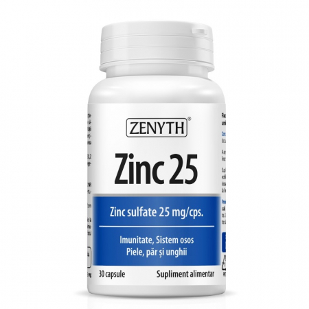 Vitamine si Minerale - Zinc 25 sulfat de zinc, 25 mg, 30 capsule