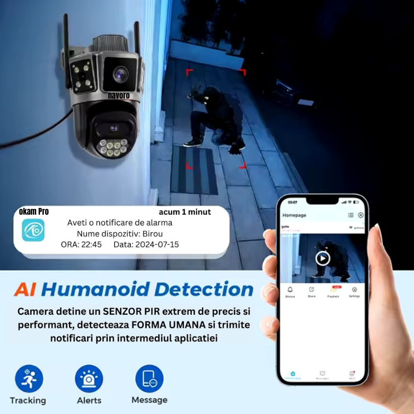 Cameră de Supraveghere OKAM S8A WiFi Full HD cu Vedere Nocturnă și Control din Aplicație [3]
