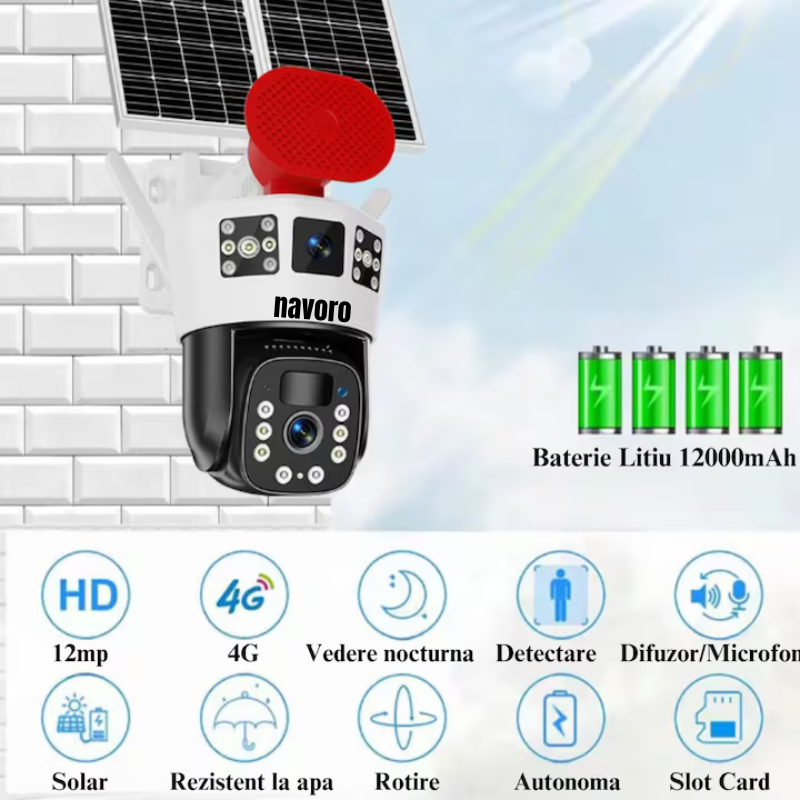 Camera supraveghere solara 4G Navoro 12MP exterior [2]