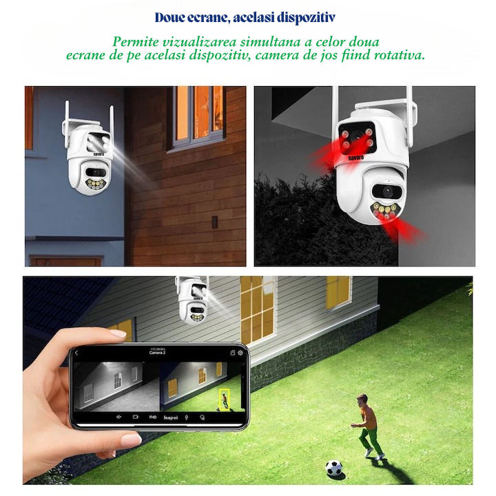 Camera supraveghere WiFi Navoro ICC-S4D 6MP dual lens exterior [4]