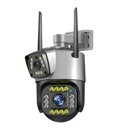 Camere Supraveghere Exterior - Cameră de supraveghere WiFi exterior, 4MP, lentile duale, PTZ 360, noapte, aplicație V380