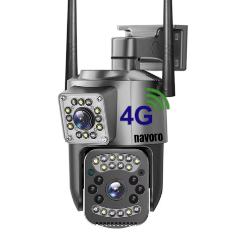 Camere 4G (cu sim) - Camera supraveghere 4G Navoro V380 8MP dual lens exterior