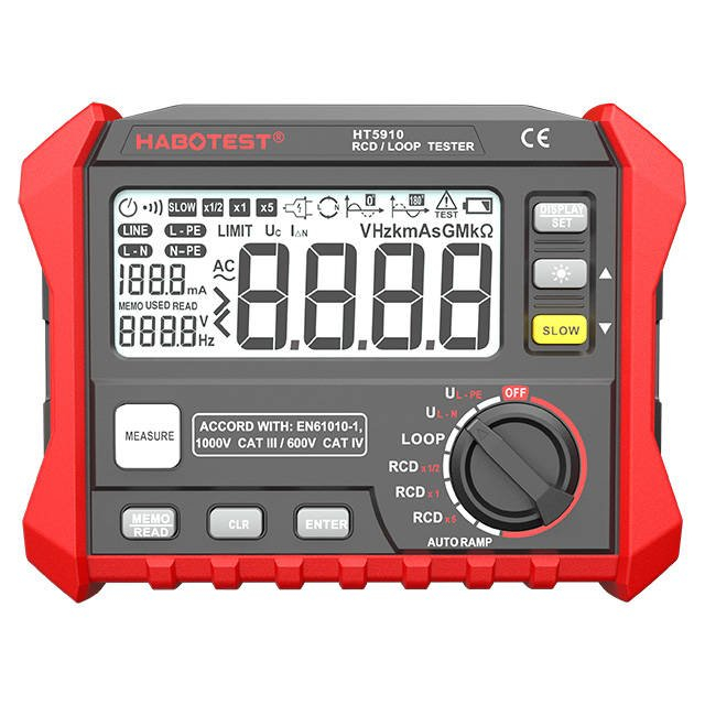 Aparat de masura digital Habotest HT5910, Tester RCD, LOOP, AUTORAMP, Afisaj LCD, Rosu [2]