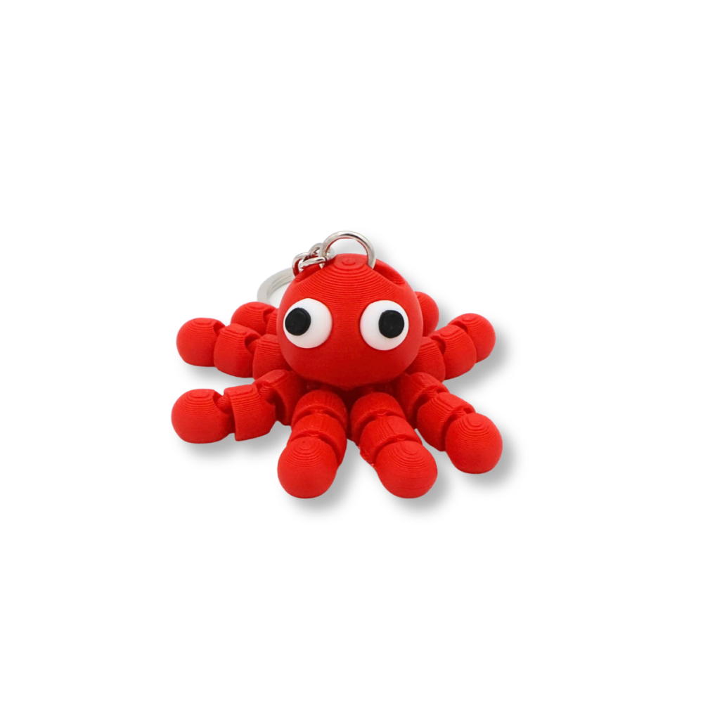 3D printed octopus keyrings in pastel green, yellow, orange and red, sold individually [5]