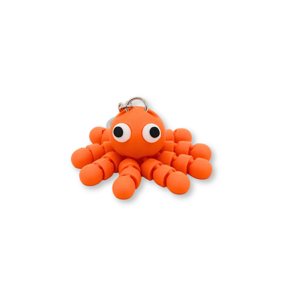 3D printed octopus keyrings in pastel green, yellow, orange and red, sold individually [4]