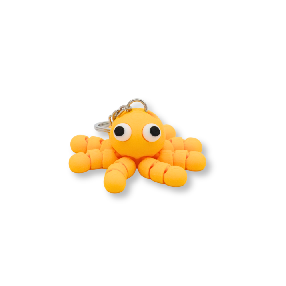 3D printed octopus keyrings in pastel green, yellow, orange and red, sold individually [3]