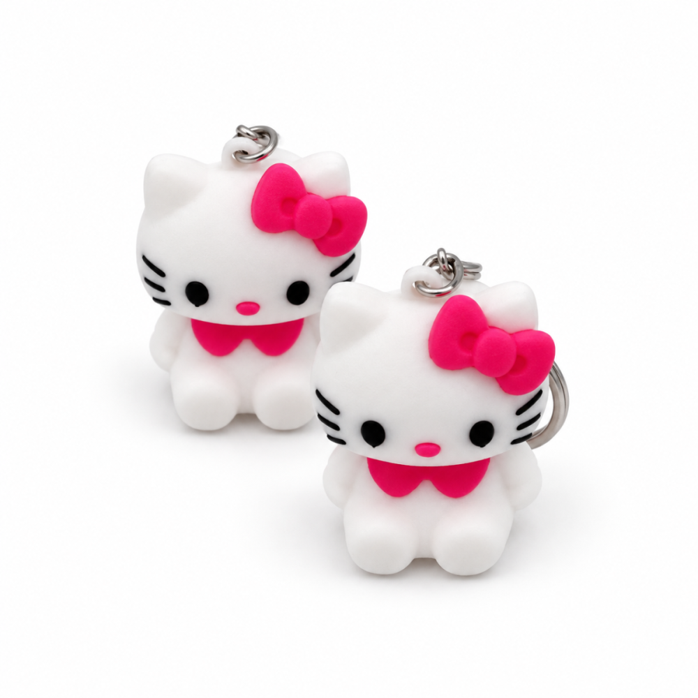 Breloc Hello Kitty imprimat 3D, alb cu roz [2]