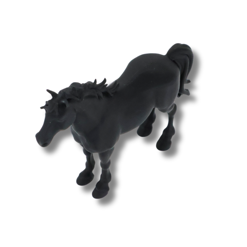 Figurină decorativă cal negru imprimată 3D, cu detalii ale coamei și cozii [3]