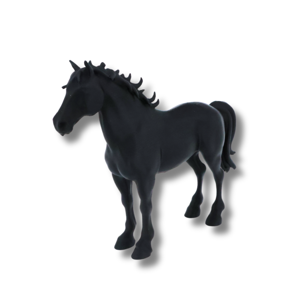 Figurină decorativă cal negru imprimată 3D, cu detalii ale coamei și cozii [2]