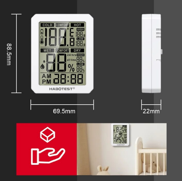 Statie meteorologica Habotest HT682, termometru si higrometru, ecran LCD, alb, 88.5x69.5x22mm [3]