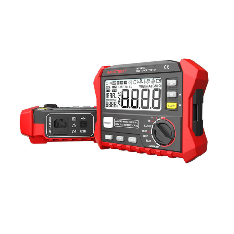 Electrice și instalații - Aparat de masura digital Habotest HT5910, Tester RCD, LOOP, AUTORAMP, Afisaj LCD, Rosu